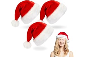 SFSSHUI 3 Stück Weihnachtsmann Mütze,Samt Weihnachtsmütze Nikolausmütze Mütze Weihnachten,Für Weihnachtszubehör