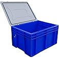 CreativeBuzz Plastic Crate With Lid | 400x300x220 MM Big Size | Multipurpose Heavy-Duty Plastic Portable Crates for storage For Vegetable, Fruit, Milk, Tools And Office - Blue (Pack Of 1)