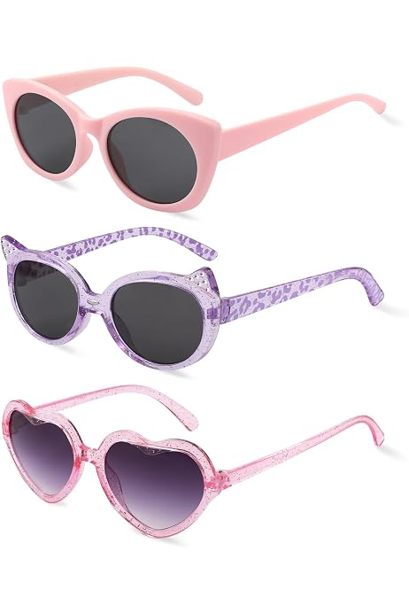 Lunettes De Soleil Enfant HQRKOTM - Lot De 3, Motif Chat, UV400 - 3-12 Ans