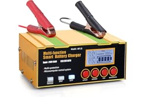 DSGKUU Car Battery Charger 12A 12V/24V Car Battery Charger Fully Automatic Intelligent Trickle Charger with LCD Screen for All 12V24V Batteries, Lithium AGM/EFB