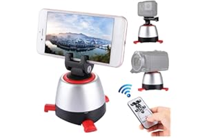 VBESTLIFE 360 Degree Automatic Rotation Panoramic Tripod Head,Remote Control Tripod Head with Control Remote/bluetooth for Cell Phone, Action Camera, Lightweight Camera and Camcorder Under 1kg(Red)