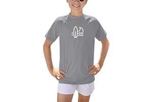 BesserBay Jungen Kurzarm Rundhals UV Shirt Rashguard UPF 50+ Schwimmshirt Kinder Badeshirt 110-160
