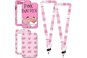 LKNBIF Lanyard with ID Holder, Cartoon Lanyard with Card Holders, Removable ID Holder, Ticket Case, Bus Tickets, Children, Lanyard with ID Holder, Card Case for Children (Pink)