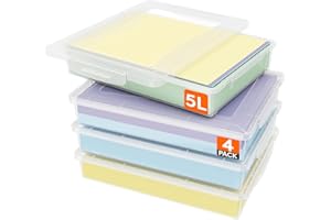 Lifewit 4 Pack 5L Aufbewahrungsbox mit Deckel, Plastikbox mit Clip-Verschlüsse, Dokumentenbox A4, Transparent Organizer, Mehrzweck-boxen für Bastelarbeiten, Papier, Künstlerbedarf, Bauklötze, Werkzeug