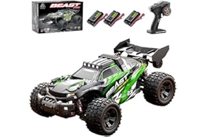 Ledovan 1:18 Auto telecomandata per adulti, 4 WD impermeabile Monster Truck All Terrain 35 km/h, 2,4 GHz RC Offroad auto da corsa veloce, 3 batterie (verde)