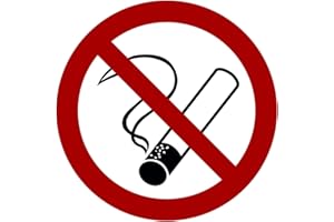 Lot de 10 autocollants interdits de fumer - Diamètre : 9,5 cm - Ronds - Avec protection UV - Pour l'extérieur et l'intérieur - Panneau d'interdiction de fumer - Ne convient pas aux cigarettes