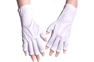 TCASENER Guanti di protezione UV Guanti senza dita, professionali per manicure, guanti con protezione UV, per la cura della pelle delle unghie, Proteggere le Mani uso esterno della casa (bianco)