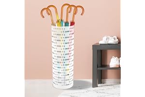 Pcapzz Metal Umbrella Stand Rack Free Standing Umbrella Holder Bin Round Umbrella Storage Multipurpose Canes Walking Sticks Holder Umbrella Bucket for Hallway Entryway Home Hotel Office(White)