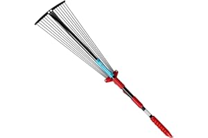 Holtaz Garten Râteau de Jardin en métal pour Le Ramassage des Feuilles et des Déchets Balai à Feuilles télescopique réglables 80-164 cm Largeur de Travail 20 à 59 cm