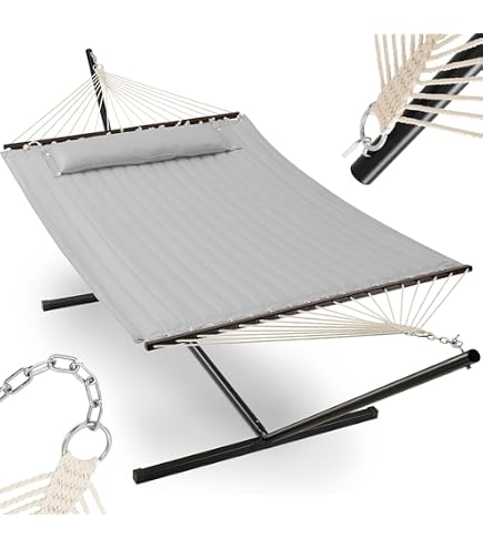 Amaca Benson Con Moschettoni 200x100 Cm: Nylon Resistente, Portata 200 Kg, Grigio, Perfetta Per Giardino E Campeggio - 3