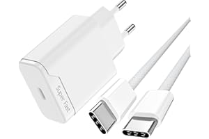 Newding 25W Cargador Carga Rapida para USB C Phone 17 17e 16 16e 15 Plus Pro MAX Air/Pad y Samsung Galaxy S25/S24/S23, Adaptador de Corriente Super Fast con Cable Trenzado Tipo C a C de 1.5M