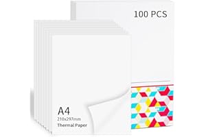 MEMOKING Thermal Printer Paper A4-8.27"×11.69" (210x297mm) Compatible with Phomemo, POLONO, TATTMUSE, vretti & A285M/M08F/M832/M832D/M834/P831 Thermal Printer, Thermal Paper A4 File Keep for 10 Years,100 Sheet