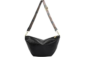 volumoon Damska torba na ramię, ze sztucznej skóry, półksiężyc, torba na ramię, torba na klatkę piersiową z szerokim paskiem, hobo Halfmoon Bag na co dzień, do biura, szkoły, na podróż