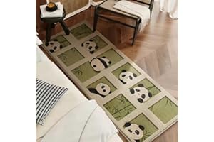 POPUPWAVE Area Rugs for Bedroom 40 * 120 cm, Washable Cute and Funny Kids Pets Rug Modern Printed White Irregular Shape Entryway Rug (Square Panda)