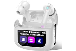 QXUFV Auriculares Inalámbricos Bluetooth ANC Reducción de Ruido, Auriculares Bluetooth 5.4 Con HD Micrófono, Sonido Premium, Pantalla Táctil, IP7 Impermeable Cascos Inalámbricos 40H Reproducción, Blanco