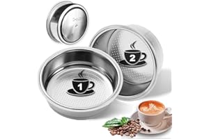 RM Pro® 2 Filtros PRESURIZADOS de 1 y 2 Tazas de Acero Inoxidable (51mm). Compatibles con Cafeteras Cecotec Ufesa Delonghi Breville y más. Cesta de Filtro de café Doble Capa Especial Espresso