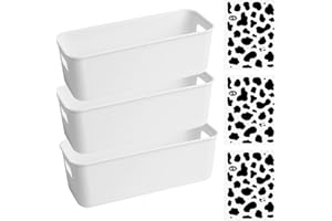 HEOZHUYI 3-pakowe plastikowe pudełka do przechowywania, pudełka na produkty, kosze do przechowywania, pudełka z uchwytami, kuchnia, łazienka, kosmetyki, pokój dziecięcy, szafa, w zestawie z naklejkami