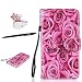 Produktbild Samsung Galaxy J5 ( 2016 ) Hülle, Samsung Galaxy J5 ( 2016 ) Schutzhülle Leder Hülle, Alfort 3 in 1 Flip Wallet Fashion Design Dual Use Falten Premium PU Leder Tasche Case Cover Folio Mappen Kasten Abdeckung für Samsung Galaxy J5 ( 2016 ) 5.2" Smartphone Funktion Unterstützte Telefone mit Rose ( Farbe ) + Netter Staub Stecker + Alfort Schwarz Stylus Pen