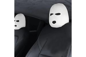 YUUFCY Headrest Covers for Cars, 2pcs Personalized Funny Headrest Hat for Front and Rear Car Seat Protection, Ski Mask Cover Decoration Car Interior Accessory (White-2pcs)