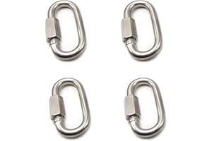 CHMISS Moschettone a Vite,Rinvii Arrampicata,Moschettone Piccolo con Ghiera,4 PCS Quick Link 304 Acciaio Inox Acciaio Forma di D M8 Moschettone Carico Massimo 500 kg per Campeggio Esterni Casa Caravan