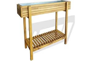 vidaXL Bois Massif d'Acacia Lit Surélevé de Jardin Zinc Pot à Fleurs Jardinière Pot à Plante Bac à Plante Bac à Fleurs Arrière-Cour Véranda Extérieur