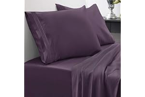 Sweet Home Collection Fadenzahl 1800, weiche ägyptische Qualität, gebürstete Mikrofaser Laken – Luxus-Bettwäsche-Set mit Bettlaken, Spannbettlaken, 2 Kissenbezügen, Violett, Queen