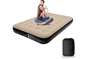 Kitxedas Small Double Airbed, NO Plug Needed- JUST 1 Click UP/DOWN, Air Bed Double with Built in Pump Electric Inflatable Mattress Self Inflating Guest Bed Blow up Mattress for Camping/Home, 198x125cm
