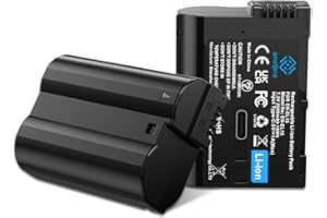 Anegine EN-EL15c Akku 2500mAh Vollständige Dekodierung mit 2-in-1 Typ-C Ladekabel für Nikon Z8,Z7,Z7 II,Z6,Z6 II,Z6 III,Z5,D850,D810,D810A,D800,D800e,D780,D750,D610,D600,D500 Kamera (2er-Pack)