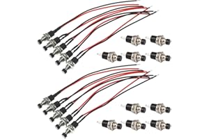 GTIWUNG 7mm Précâblé Bouton Poussoir Miniature, SPST Mini Interrupteur À Bouton Poussoir Momentané, Mini Bouton On Off, Rond interupteur Push, 1A 250V AC 2 Broches, Noir