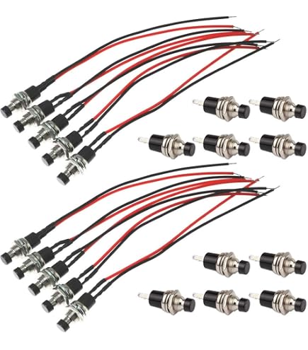 6 Interrupteurs Bouton Poussoir 12V Autobloquants - 7mm - LED Multicolore