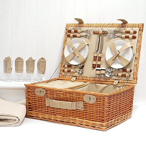 Luxuriöser Weiden Picknickkorb für 2 Personen - Die Ideale Geschenkidee Zum Muttertag Und Geburtstag