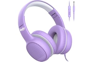 gorsun Premium A66 Kopfhörer für Kinder mit 85dB/94dB Lautstärkebegrenzung, in-line HD-Mikrofon, Audio-Sharing, Faltbare KinderKopfhörer, einstellbare Toddler Kopfhörer Over-Ear, lila