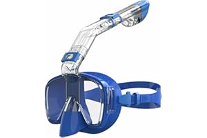 MOMOTOU Half Face Dry Snorkel Set,180 Degree Panoramic Anti-Fog Anti-Leak Scuba Diving Mask with Camera Mount for Adult Men Women Kids