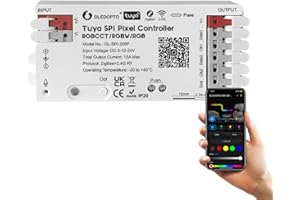 GLEDOPTO Tuya SPI Pixel Controller RGBCCT RGBW RGB ZigBee LED Controller Dynamic Light Music Sync Work with Smart Life Google Assistant Alexa Yandex (206P-ZigBee SPI)