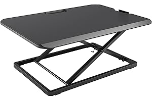 BONTEC Standing Desk Converter 67x47cm, Height Adjustable Sit Stand desk Converter Workstation, X-Frame Desk Riser for Laptop, Monitor, Keyboard Home Office, Ultra-Slim Desk Raiser up to 8kg