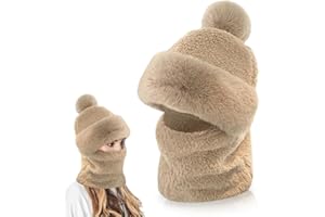 Casenly Cappello da Sciarpa Antivento da Donna, Berretto Invernale da Donna Caldo con Pompon in Pelliccia Sintetica Passamontagna da Unisex Balaclava Berretto da Sci da Ciclismo