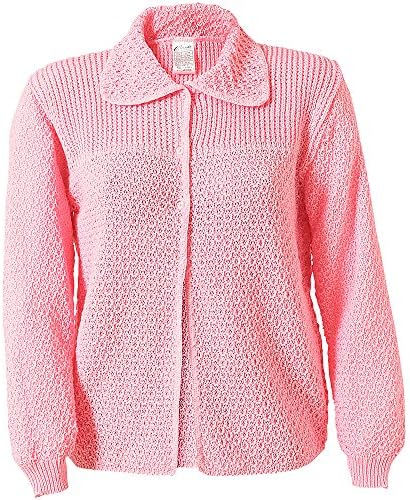 Caressa Ladies Knitted Acrylic Button Fastening Collared Bed Jacket