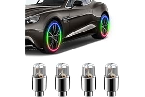 YIVNUIOL 4PCS Car Wheel lights,Tyre Air Valve Stem LED Caps Cover Accessories, Bike Led Wheel lights, Includes 40 replacement batteries, for Car Truck SUV Motorcycles Bike Tire(Multi-Colour)