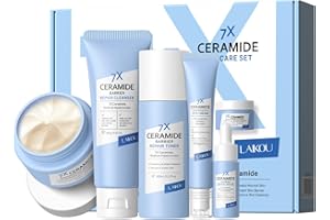 ‎LAIKOU LAIKOU 7X Ceramid Gesichtspflege Set, Hautpflege Set Frauen, 5 Stück Gesichtspflege Kit mit Gesichtsreiniger Gesichtswasser Creme Augencreme Serum, für Alle Hauttypen Männlich Weiblich