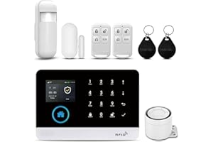 XNH gsm/WiFi Alarmas para Casa Inalámbrico, Sistema de Alarma Doméstica Antirrobo con Alerta App, 8 Pieza: Sensores de Puertas/Ventanas,Dtecteores de Movimiento,Sirena, Mandos a Distancia