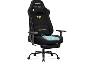 SONGMICS Gamingstol, Ergonomisk Kontorsstol, Bärkapacitet 200 kg | Mockaimitation, med Fotstöd och 4D-armstöd, Bred Sits, 72 x 72 x (125-135) cm, Bläck Svart, CATHY Kollektion OBG095BH01