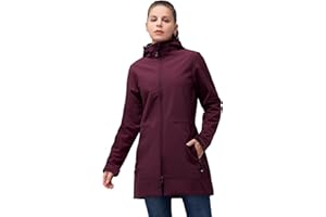 33,000ft Softshelljacke Damen Lange Übergangsjacke Wasserdicht Winddicht Softshellmantel Windbreaker Atmungsaktiv Wanderjacke Outdoor Mantel mit Abnehmbarer Kapuze