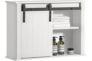 ‎SOBUY SoBuy BZR71-W Hängeschrank mit Schiebetür Badschrank Wandschrank Badhängeschrank Küchenschrank Medizinschrank Badmöbel Weiß BHT ca: 68x48x20cm
