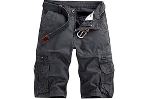 VATINNT Mens Cargo Shorts Cotton Combat Casual Work Shorts with Zipper Pockets No Belt