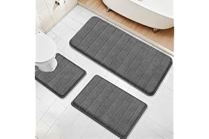 FARYODI Badmatta 3 stycken, skumbadmatta U-formad WC-matta | Halkfri sugkopp, tvättbar, mjuk snabbtorkande, badrumsmatta för dusch, toalett, badkar