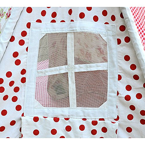 HAB & GUT (ZK001) TEEPEE – hochwertiges Stoffzelt für Kinder, Blumenmuster pink/weiss, Höhe 135 cm, 183 cm – Holzstangen, Baumwolle, Indoor - 6