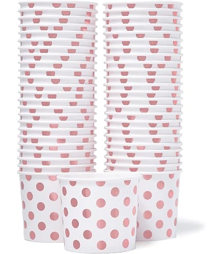 Coupes à Glace en Papier MATICAN, 50 Unités de 160 ml avec Pois Argentés, Idéales pour Desserts Chauds ou Froids