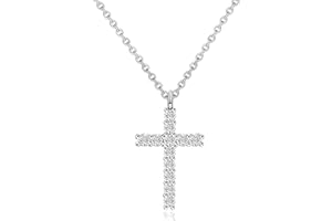 RMMD Damski łańcuszek z krzyżykiem – łańcuszek z krzyżykiem, naszyjnik damski z utwardzoną cyrkonią, krzyżyk, dla kobiet, dziewcząt, biżuteria damska, prezent