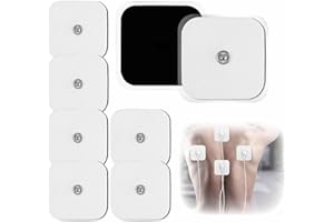 Wjelet Lot de 35 électrodes adhésives pour électrodes TENS, 5 x 5 cm, autocollantes et réutilisables, avec bouton pression Snap de 3,5 mm, compatibles avec les appareils TENS et les entraîneurs EMS