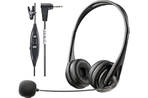 Voistek Casque De Téléphone 2,5 mm avec Microphone Antibruit, Casque Audio Filaire Compatible avec KX-TGF352N KX-TGA470 KX-TGA652 Téléphone De Bureau,Casque Filaire pour Telephone